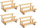 CROISSANT Bamboo and Wood 3 Tier Cupcake Stand, Food Display Risers for Party , Statues and Lego Displays, Cologne Stand, Perfume Display Stand（3 Tier，4Pack）
