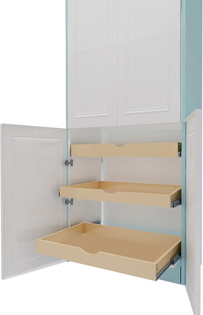 Couver Pull Out Drawers For Cabinets, 18"W x 21"D x 3"H Soft Close Slide Out Wood Shelves Storage Organizer for Kitchen, Finished, Heavy-Duty, Non-Assemble