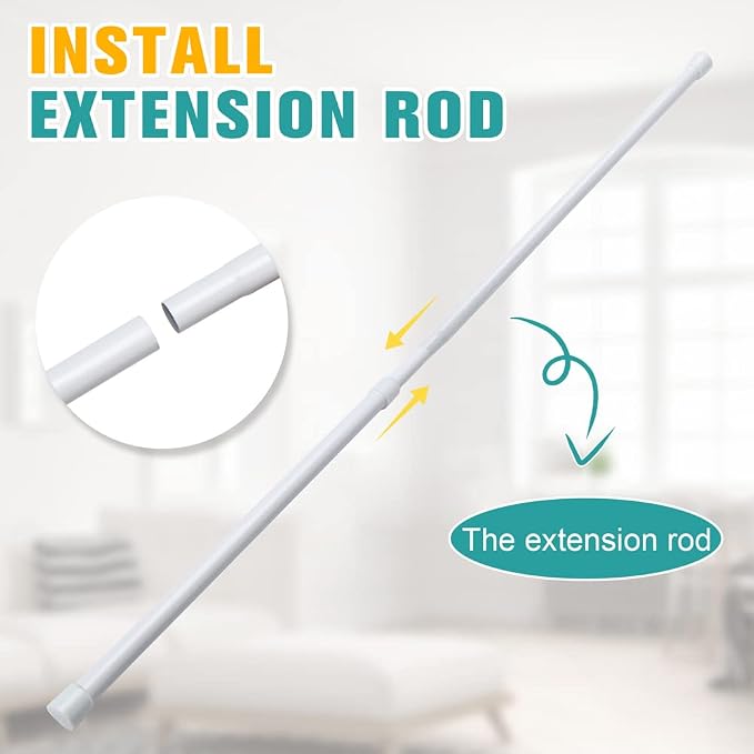 White Tension Curtain Rod for Windows 26-39 Inch,Adjustable Expandable Pressure Spring Curtain Rod No Drilling, 5/8" Curtain Rod for Closet Door Bedroom Doorway