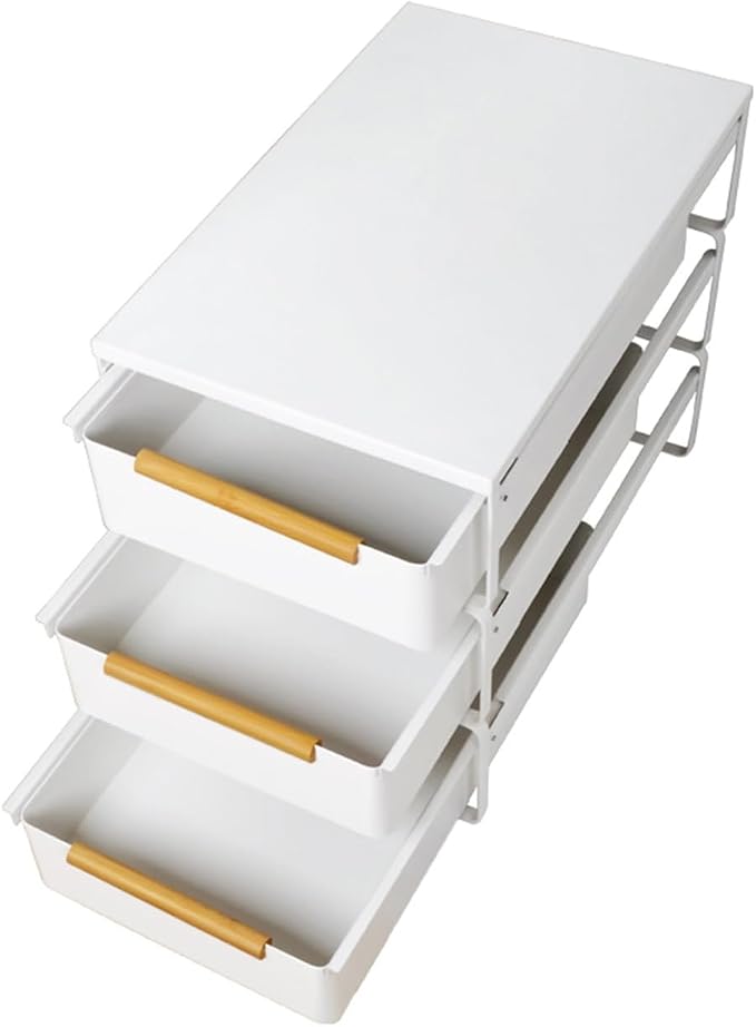 Closet Pull-Out Baskets,Stackable Storage Bins,Carbon Steel Drawer Basket,Smooth Pulling for Kitchen Pantry Cabinet and Closet(27.2x42.6x38cm)