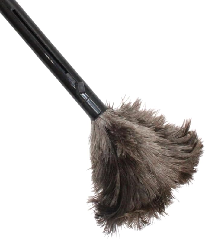 Retractable Feather Duster 8-14 in Adjustable - Natural Feather Dusters for Cleaning Ceiling Fans, Blinds, Plantation Shutters, Walls & Furniture - Quality Checked in USA - 1 Pack