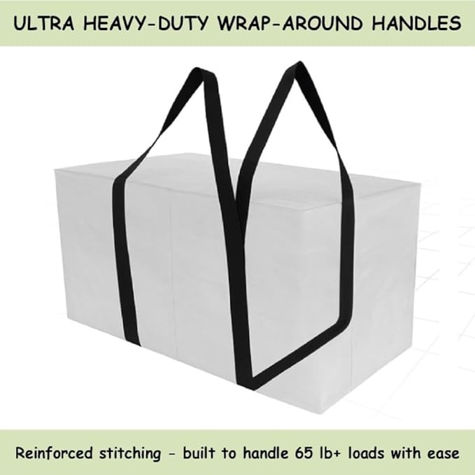 XL Moving Bag – 27"×14"×15.5" (25.4 Gal) Heavy-Duty Collapsible Storage Tote w/Zipper Lid & Tag Pocket — 6-Pack for Moving, College/Dorm, Laundry & Gym