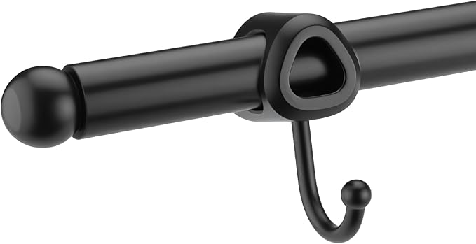 Valet Rod for Closet Pull Out with Hooks, Easy To Install (Black, 12 Inch)