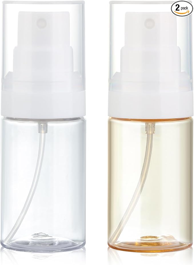 Travel Spray Bottle 2 Pack 1.35oz / 40ml Small Fine Mist Spray Bottles | Empty Mini Spray Bottles Refillable Plastic Travel Bottle - Leak Proof - for Face Toner, Hair Mist, Plants, Cleaning