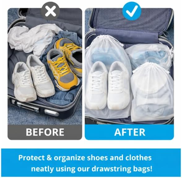 InfinitePack Large Transparent Shoe Bags for Travel, Portable Shoe Bags, Shoes Pouch Storage Organizer with Drawstring for Men & Women aClear Window Shoes Pouch with Rope