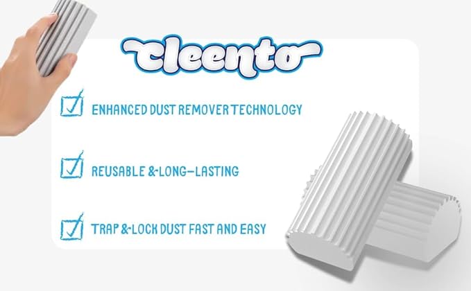 Damp Duster Cleaning Sponge, Multi-Surface Dust Cleaner Magic Eraser for Blinds, Hair, Glass, Mirrors, Car, Baseboards & Window Grooves - All Purpose, Reuseable Household Supplies (4 Pack)
