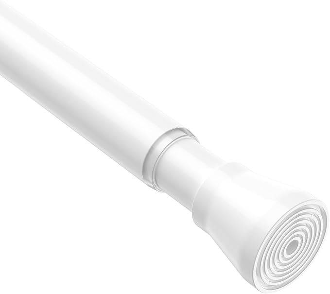 Spring Tension Curtain Rod 30 to 64 Inch, Adjustable Curtain Rods No Drilling Spring Loaded Curtain Rods for Windows Doors Kitchen Closet, White