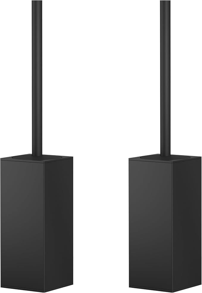 FORIOUS Toilet Brush, 2 Toilet Bowl Brush Head Square Medium Black 2 Pack | Heavy Duty 304 Stainless Steel Base, Silicone and Plastic Brush Heads, Long Handle for Deep Cleaning, Drip-Proof