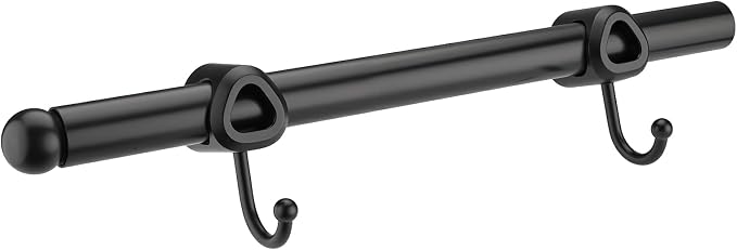 Valet Rod for Closet Pull Out with Hooks, Easy To Install (Black, 12 Inch)