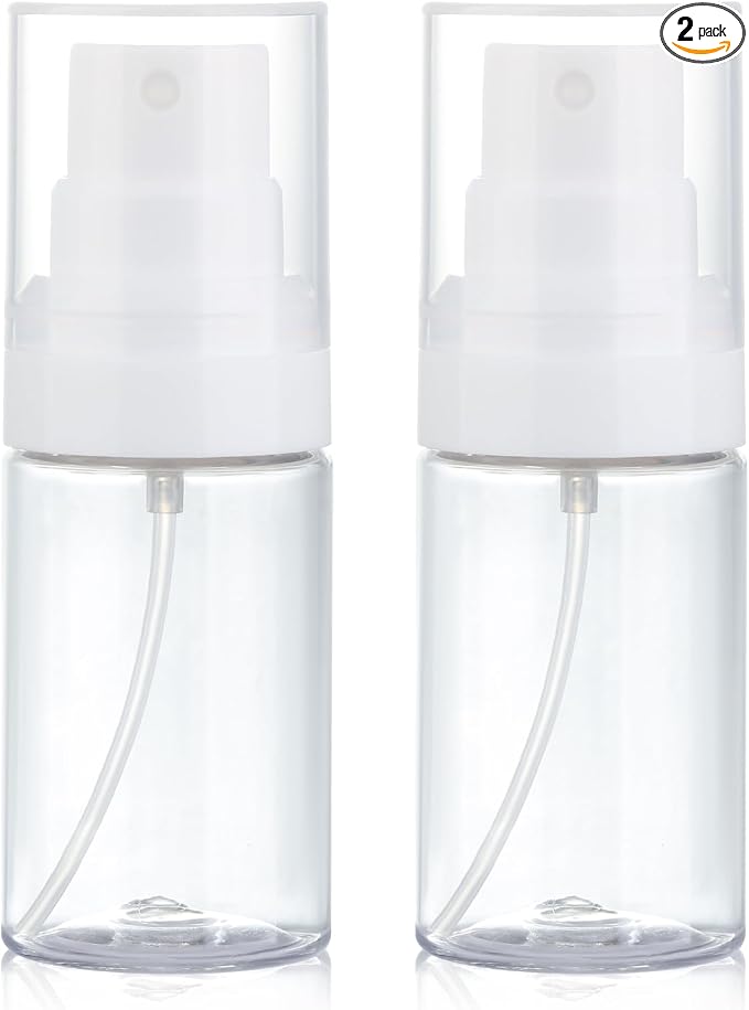 Travel Spray Bottle 2 Pack 1.35oz / 40ml Small Fine Mist Spray Bottles | Empty Mini Spray Bottles Refillable Plastic Travel Bottle - Leak Proof - for Face Toner, Hair Mist, Plants, Cleaning