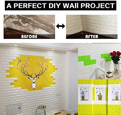 20 PCS Blue 3D Wall Panels, 29 sq.feet Coverage, Printable Wallpaper Sticker with Self-Adhesive Waterproof Brick PE Foam Wall Panels Peel and Stick for Interior Wall Decor, Home Decoration