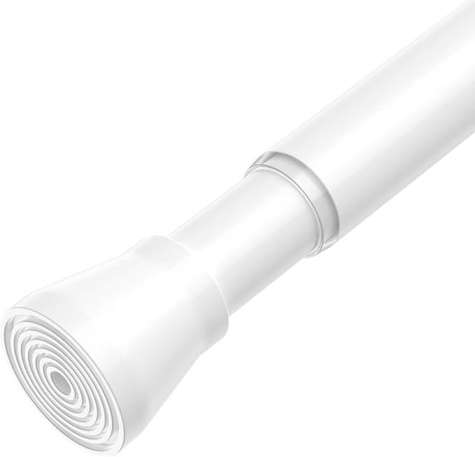 Tension Curtain Rod 28-48 Inch 7/8" Diameter, Adjustable No Drilling Rustproof White Spring Loaded Curtain Rods for Window, Doorway, Bathroom, Closet, Kitchen, Shower Stall
