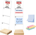 Sticky Note Holder, Acrylic Monitor Memo Board Desk Organizer, Post It Note Holder with Wooden Base, Comes with 200 Sheets Assorted Size Self Stick Notes for Office Desktop Workspace