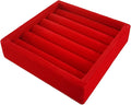 SCIKHETF Velvet Ring Earrings Studs organizer Tray Small Ring Insert Display Tray 5 Slots Stackable (Red)