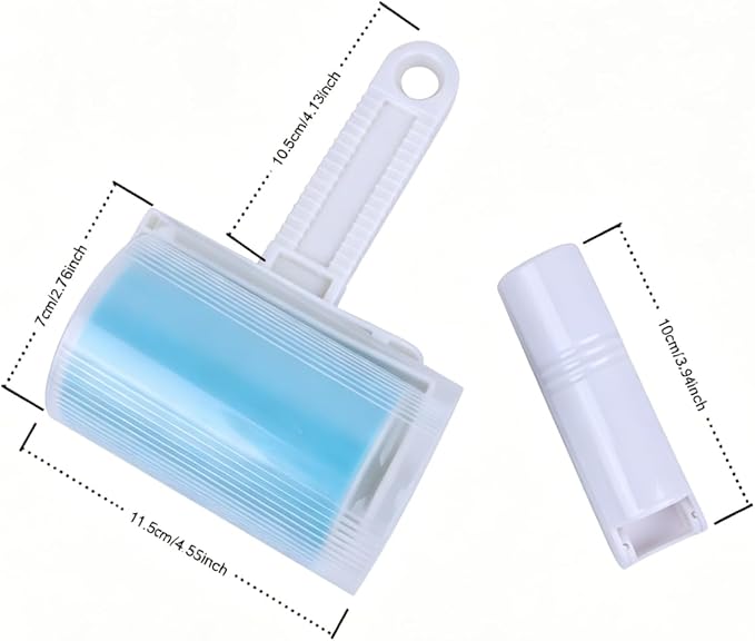 Reusable Lint Roller for Pet Hair – Washable Sticky Picker Set, 2-in-1 Portable & Standard Roller, Eco-Friendly No Refills, Removes Dog & Cat Fur from Clothes, Couch, Car (Blue) | Washable Sticky Picker Set for Pet Hair, Portable, Standard Roller, Eco-...