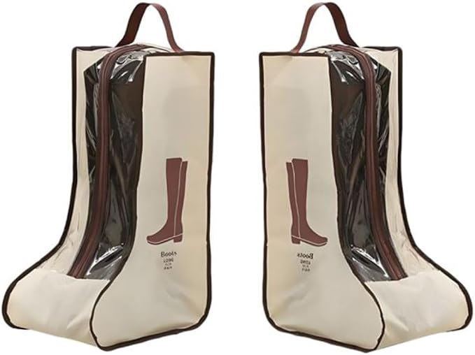 Portable 2 Pack Boots Storage,Tall Boots Storage/Protector Bag | Beige Portable waterproof storage bags are used for travel storage,under the bed,wardrobe,shoe cabinet and other home storage