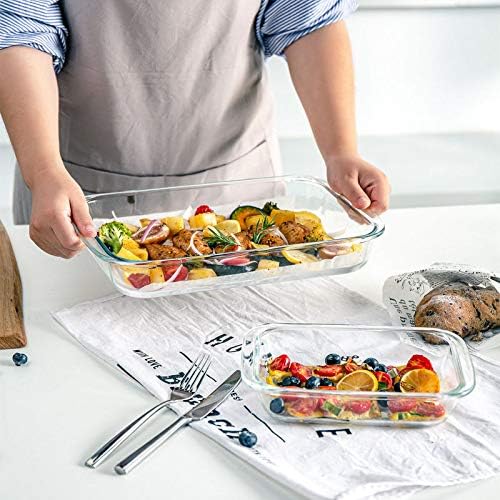 8-Piece Glass Baking Dish Set with Plastic lids,Rectangular Glass Bakeware Set with Lids, Baking Pans for Lasagna, Leftovers, Cooking, Kitchen, Freezer-to-Oven and Dishwasher, Navy Blue