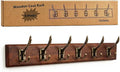 Wall Mounted Coat Rack with Solid Wood, 6 Bronze Metal Hooks – 23.22 Inch Rustic Brown Entryway Organizer for Hanging Coats, Hats, Jackets, Scarves, Bags, for Hallway, Bedroom, Bathroom（6Hooks）