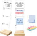 Sticky Note Holder, Monitor Memo Board, Sticky Note Board for Desk, Acrylic Desk Buddy with Wooden Base, Includes 200 Notes, Inspirational “Control Yourself Alter Your Thinking Delete Negativity”