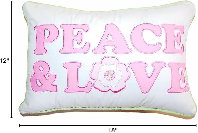 Cozy Line Home Fashions Pink Greta Pastel Peace & Love Decorative Pillow (Peace & Love - 1 Piece)