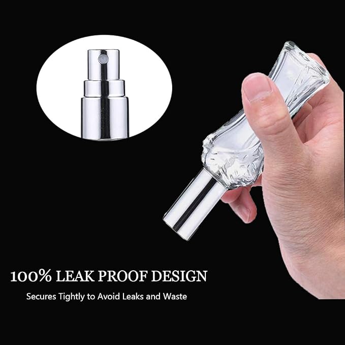 4 Pcs Vintage Glass Refillable Perfume Bottles Empty Spray Set | Vintage Glass Refillable Empty Perfume Bottles with Spray 4 Pack for Wedding Car Home Vanity Travel Decor Gift