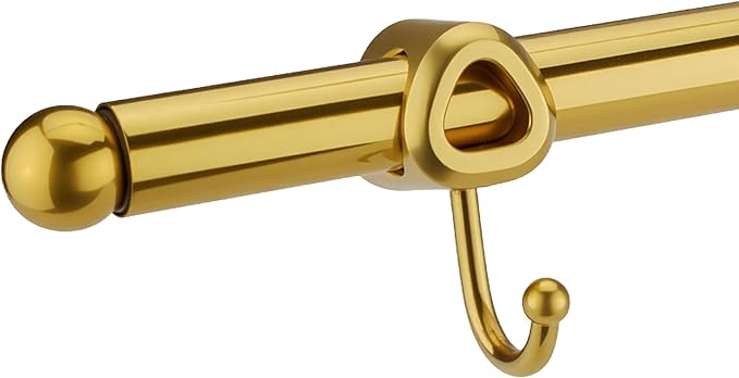 Valet Rod for Closet Pull Out with Hooks, Easy To Install (Brushed Gold, 14 Inch)