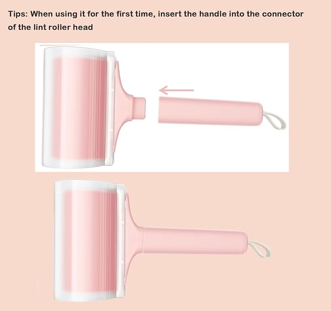 Reusable Lint Roller 2 Pack, Washable Sticky Lint Roller with Cover for Pet Hair, Portable Travel Lint Remover for Clothes, Purse, Furniture, Car, Large Mini Lint Brush for Home and Travel (Pink)