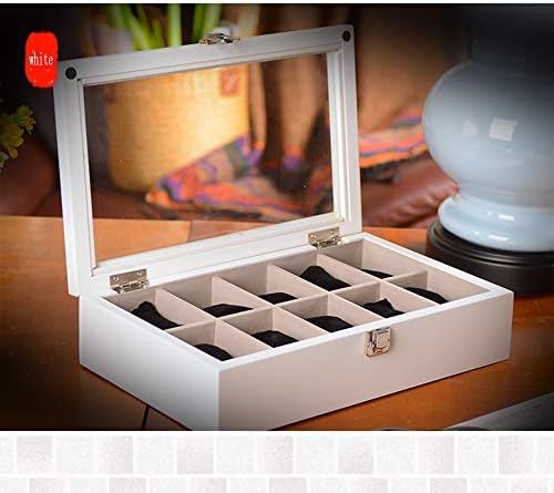 Large Solid Wood Storage Box with 12 Compartments & Glass Lid - Versatile Organizer for Home & Office, Ideal for Crafts, Toys, and Accessories