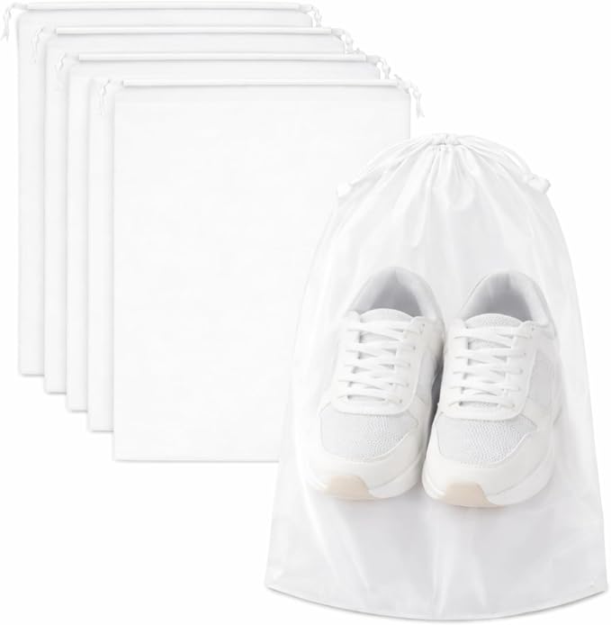 InfinitePack Large Transparent Shoe Bags for Travel, Portable Shoe Bags, Shoes Pouch Storage Organizer with Drawstring for Men & Women aClear Window Shoes Pouch with Rope