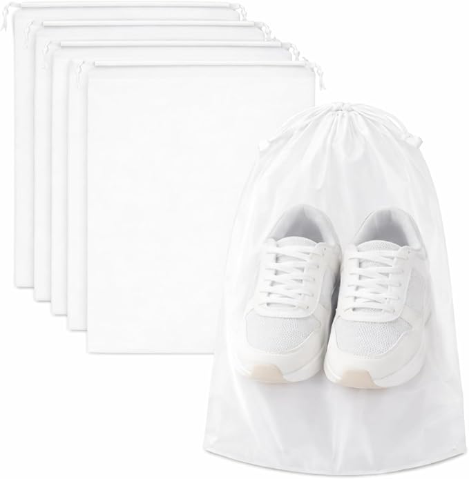 InfinitePack Large Transparent Shoe Bags for Travel, Portable Shoe Bags, Shoes Pouch Storage Organizer with Drawstring for Men & Women aClear Window Shoes Pouch with Rope