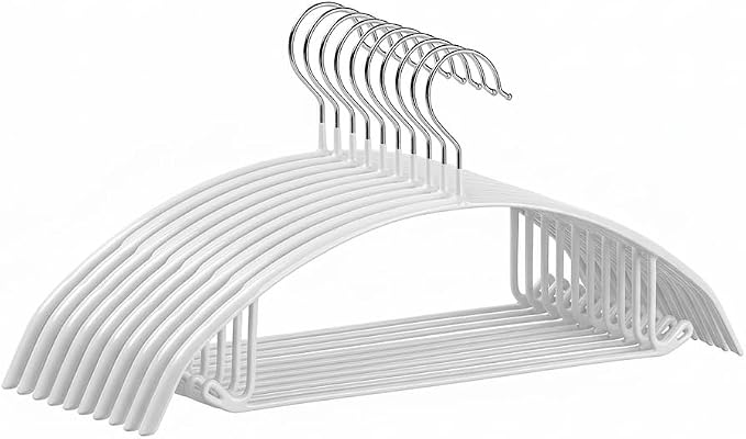 Non Slip PVC Coating Sweater Hangers (20, Silver/White)