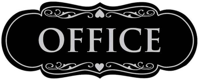 All Quality Designer Office Sign | Easy Installation - Black/Silver - Large (1 Pack)