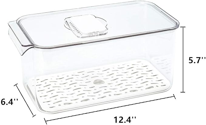 Slideep Refrigerator Food Storage Containers, Lettuce Keeper Large Produce Saver Stackable Container with Lids & Removable Drain Tray, Clear Veggie Fruit Salad Lettuce Container -2 Pack