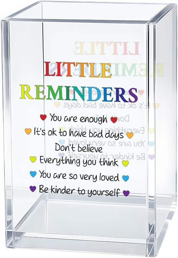 Little Reminders Pen Holder Cosmetic Organizer, Fun Self Love Pen Pencil Holders for Desk, Appreciation Little Reminders Desk Accessories, Home Office Gifts Organizer for Daughter Son Therapist