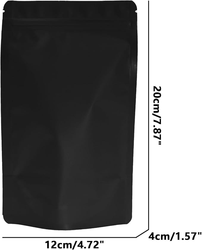 100PCS Smell Proof Resealable Pouch Bags,ULIFESTAR Aluminum Foil Flat Food Storage Bag,Sealable Pcsaging Zipper Pouches with Tear Notches for Pcsaging Lipgloss,Jewelry,etc(10*15cm/3.94*5.91",Black)