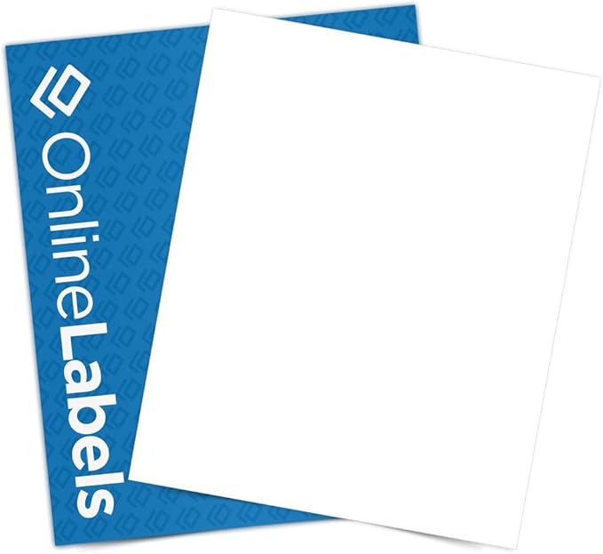 Removable Sticker Paper, White Matte, 25 Sheets, 8.5 x 11 Full Sheet Label, Inkjet or Laser Printer, Online Labels