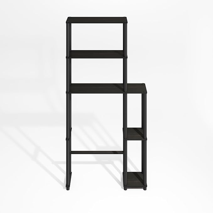 Furinno Turn-N-Tube Over The Toilet Storage, 5-Shelf Over The Toilet Organizer, Freestanding Space Saver Bathroom Shelf, for Bathroom Organizers and Storage, Black Espresso