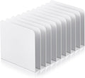 Suzile Metal Desktop File Organizer, 10 Compartments, Vertical File Sorter, White, 5.79" W x 10.63" L x 5.41" H, Office, Reception Areas, Workspace