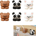 6pcs Cute Animal Cable Organizer Adorable Panda Rabbit Bear Shaped Cable Clips Desk Cable Management Cord Holder for Nightstand Headphones Chargers USB Cables
