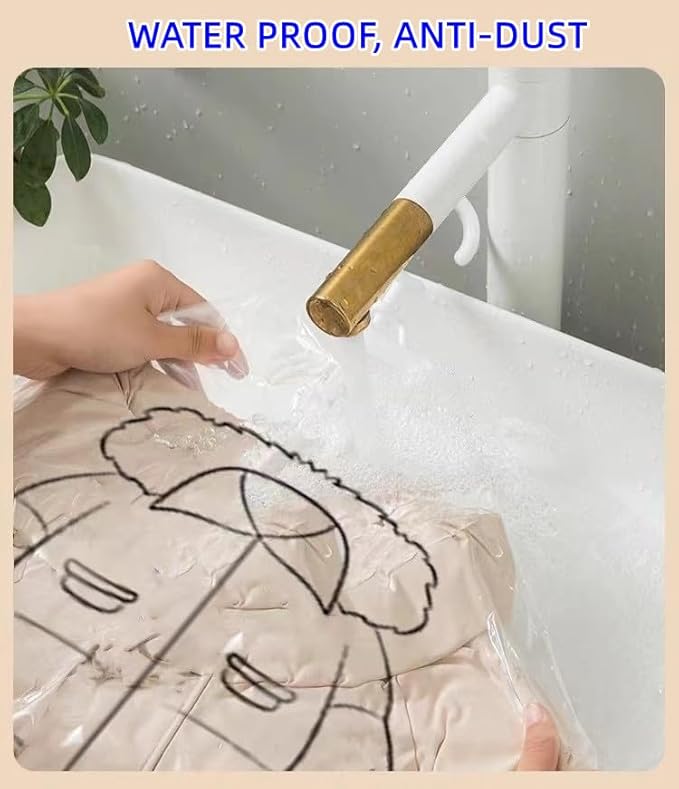 Hanging Vacuum Storage Bags 6 Pack Space Saver Vacuum Seal Bags, Jumbo and Large, for Seasonal Clothes, Dress, Coat, Closet Organizer with Heavy Duty Hanging Hooks, Reusable & Easy to Use
