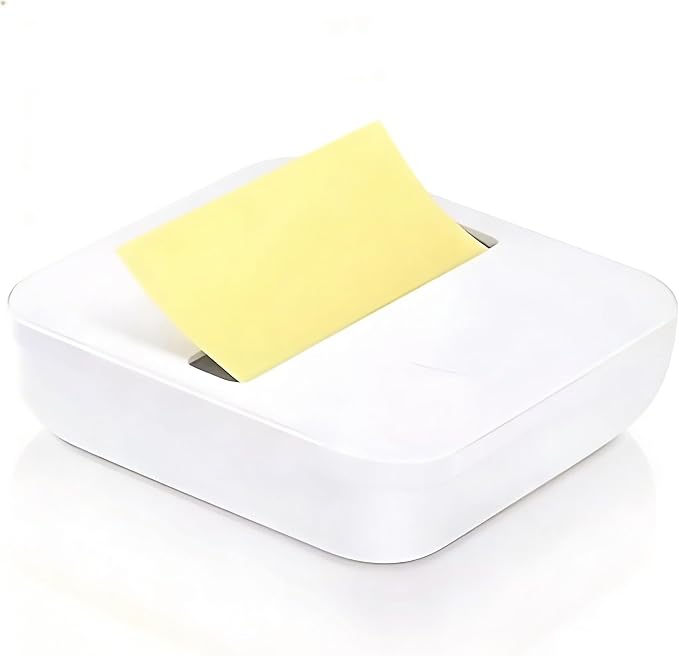 Sticky Note Organizer with 2 Pads - 3x3 Inch Note Holder, Reusable Stick-On Desktop Dispenser for Office/Home (White, Green, Blue, Pink) - Compact & Clutter-Free Design(White)