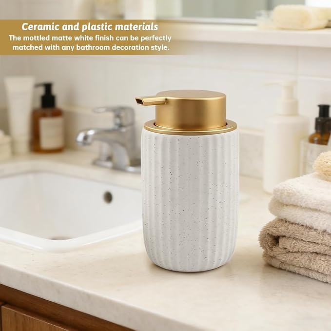 2 Pack Ceramic Foaming Soap Dispenser with Removable Pump, 12 oz Refillable Bathroom & Kitchen Hand Soap Dispenser, Modern Decor for Bathroom & Kitchen