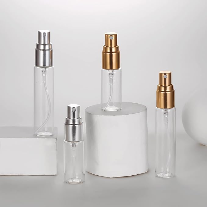 20 Pack Set 10ML Protable Refill Bulk Atomizer Spray Travel Perfume Bottle Hydrating Empty Bottle (Gold Caps)