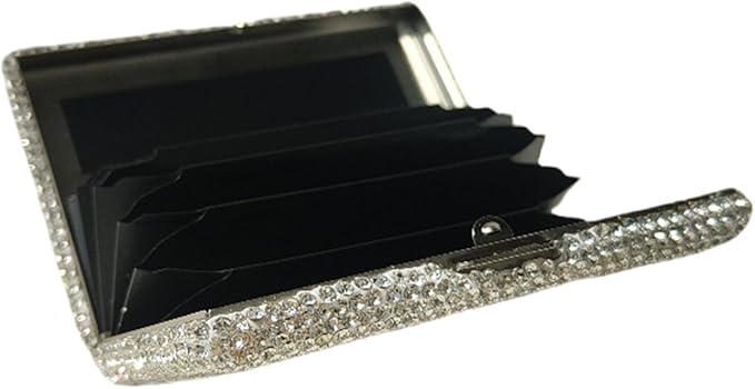 1Pc Card Wallet Card Case Bling Bling Business Card Holder,Silver | Fashion,Crystal and Aluminum,Unisex-Adults,Compact Purse,Rhinestone