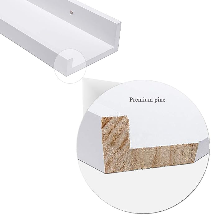 AZSKY 48 Inch Picture Ledge Shelf Floating Shelves Wall Mounted Set of 2 White