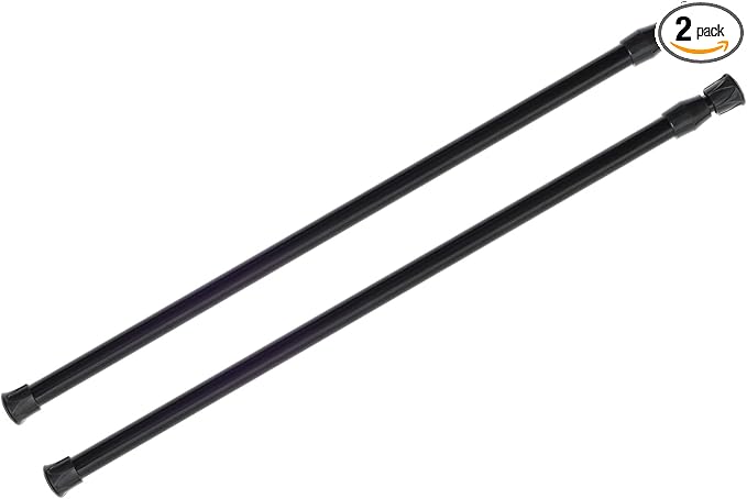 KXLife 2 Pack Spring Tension Curtain Rod for Window 28 to 48 Inch, Black | Adjustable Expandable Small Curtain Tension Rods No Drill for Kitchen, Bathroom, Doorway, Cupboard