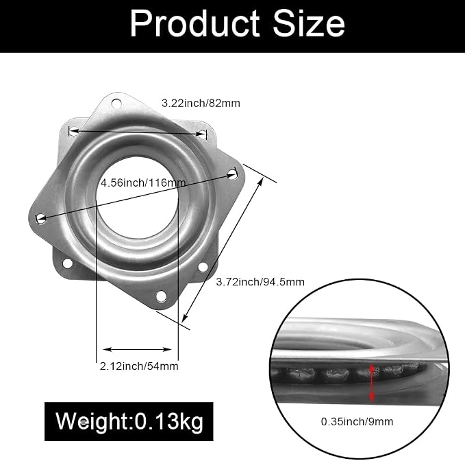4" Lazy Susan Turntable, 300-lb Heavy Duty Steel Ball Bearing Rotating Tray Swivel Plate Cabinet Low Profile for Dining Table, Stool Chair, Pantry, Organizer (Silvery)