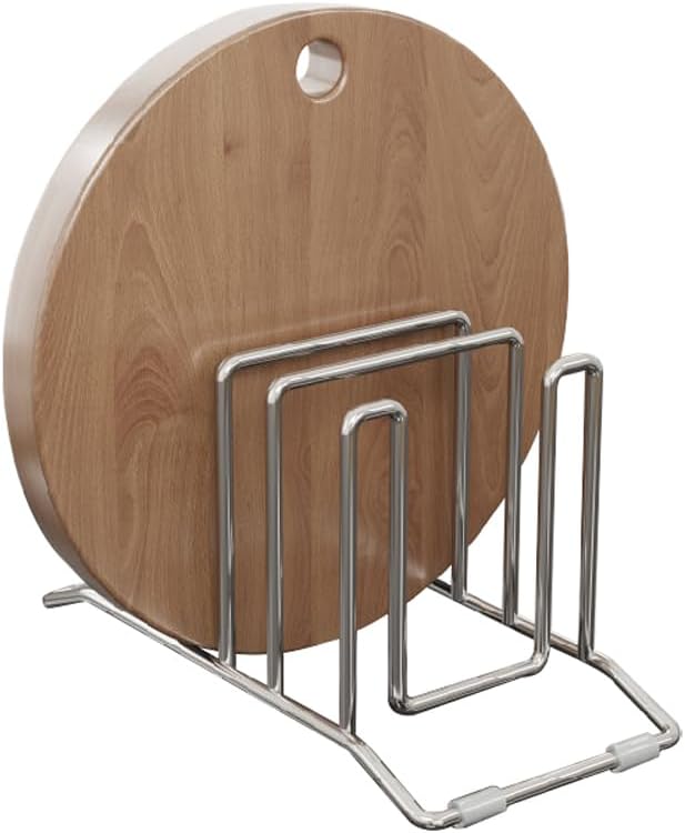 Cutting Board Holder Stainless Steel Wire Chopping Board Stand Cutting Board Storage Rack Organizer with 4 Slots for Kitchen Countertop (4 Slots)