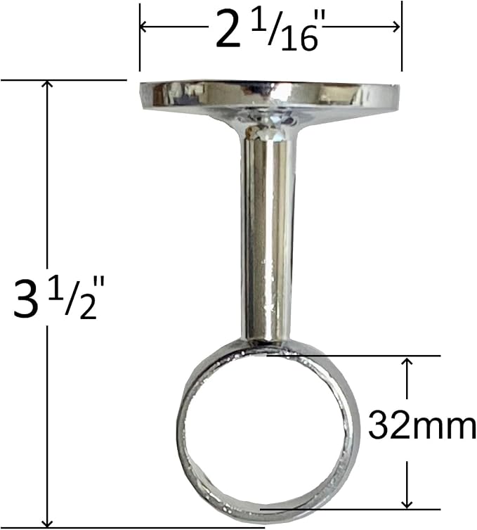 Desunia Die-Cast Mid Hanger for Chrome Round Closet Rod | 2 Pack
