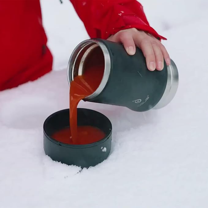 Ideus Soup Thermo with Foldable Spoon and Bowl 20oz, All-in-one Insulated Bento Lunchbox Stainless Steel Leakproof Portable Soup Container Vacuum Thermal Food Jar for Lunch, Navy Blue